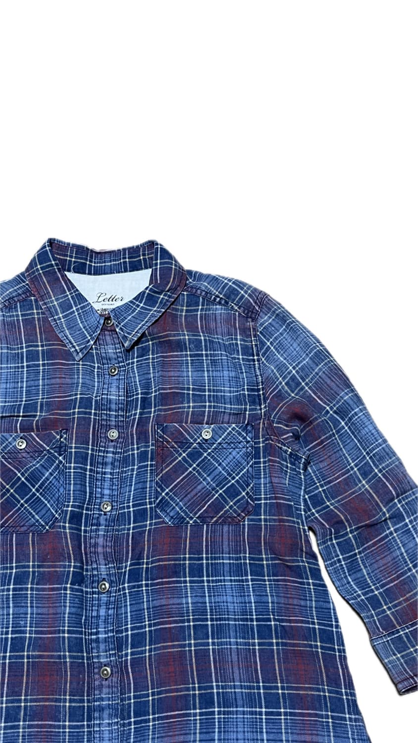 레드 블루 체크 7부 원피스 상품이미지2