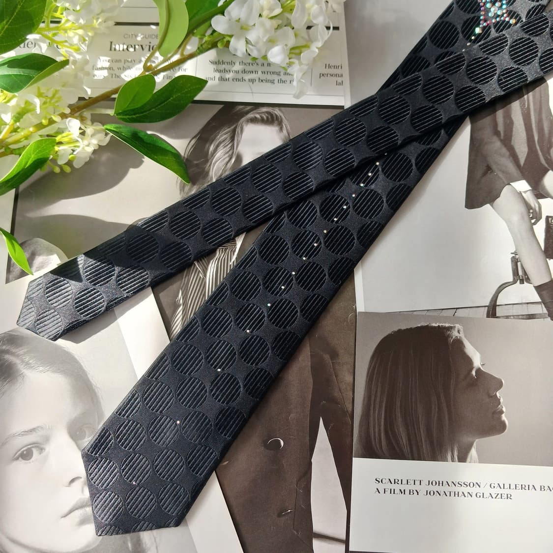 밀라숀 실크 블랙 큐빅 장식 넥타이 6.7cm A+등급 A19864 상품이미지5
