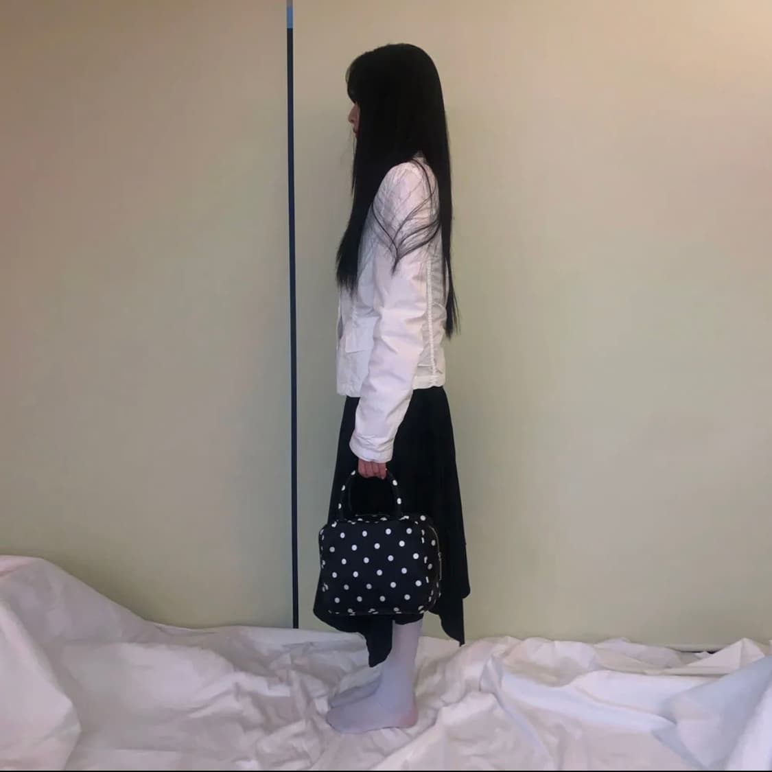 피치바스켓마켓 폴카 도트백 블랙 상품이미지1