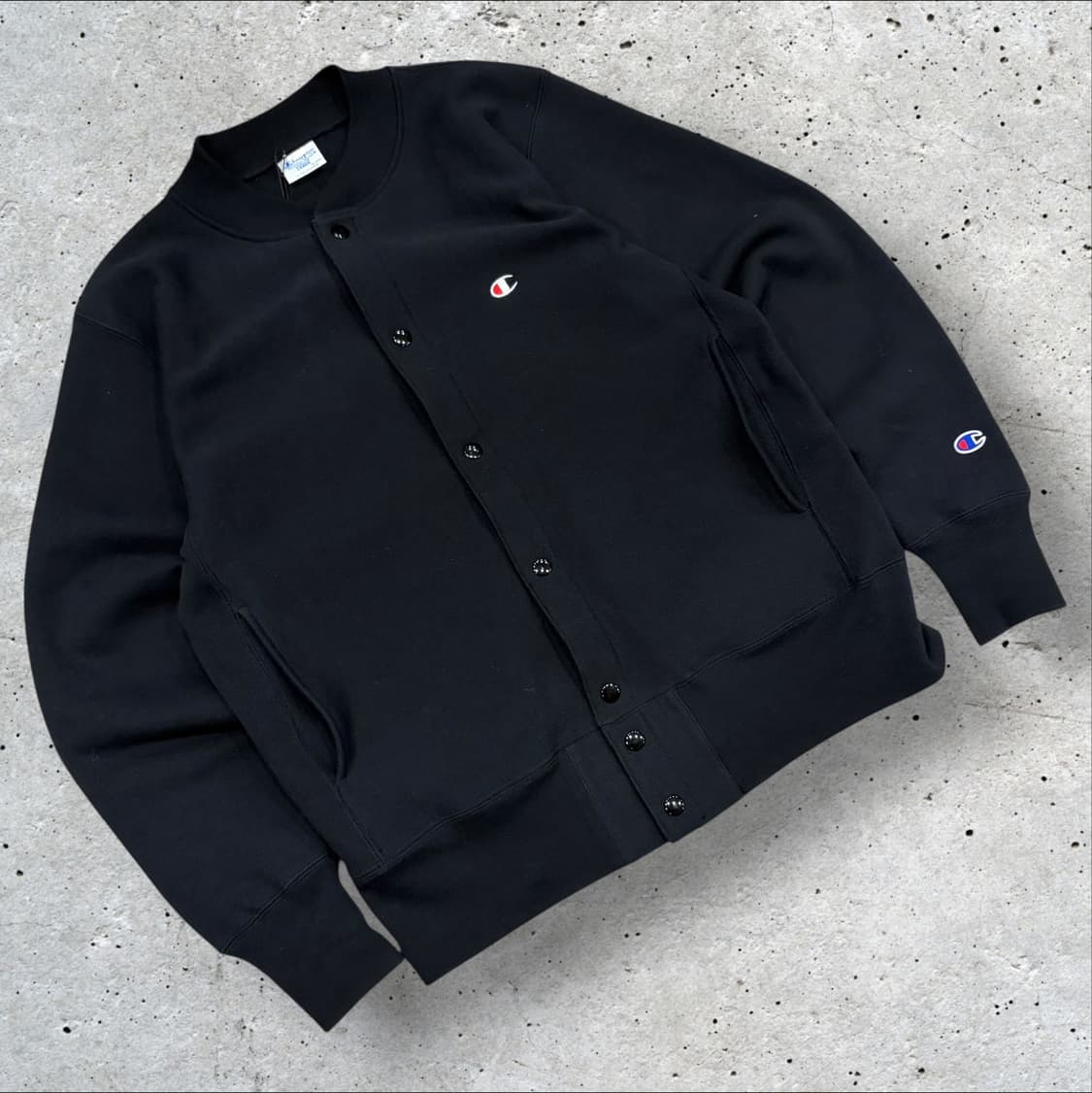 [L] 챔피온 리버스위브 블랙 스냅 버튼 가디건 C336 상품이미지1