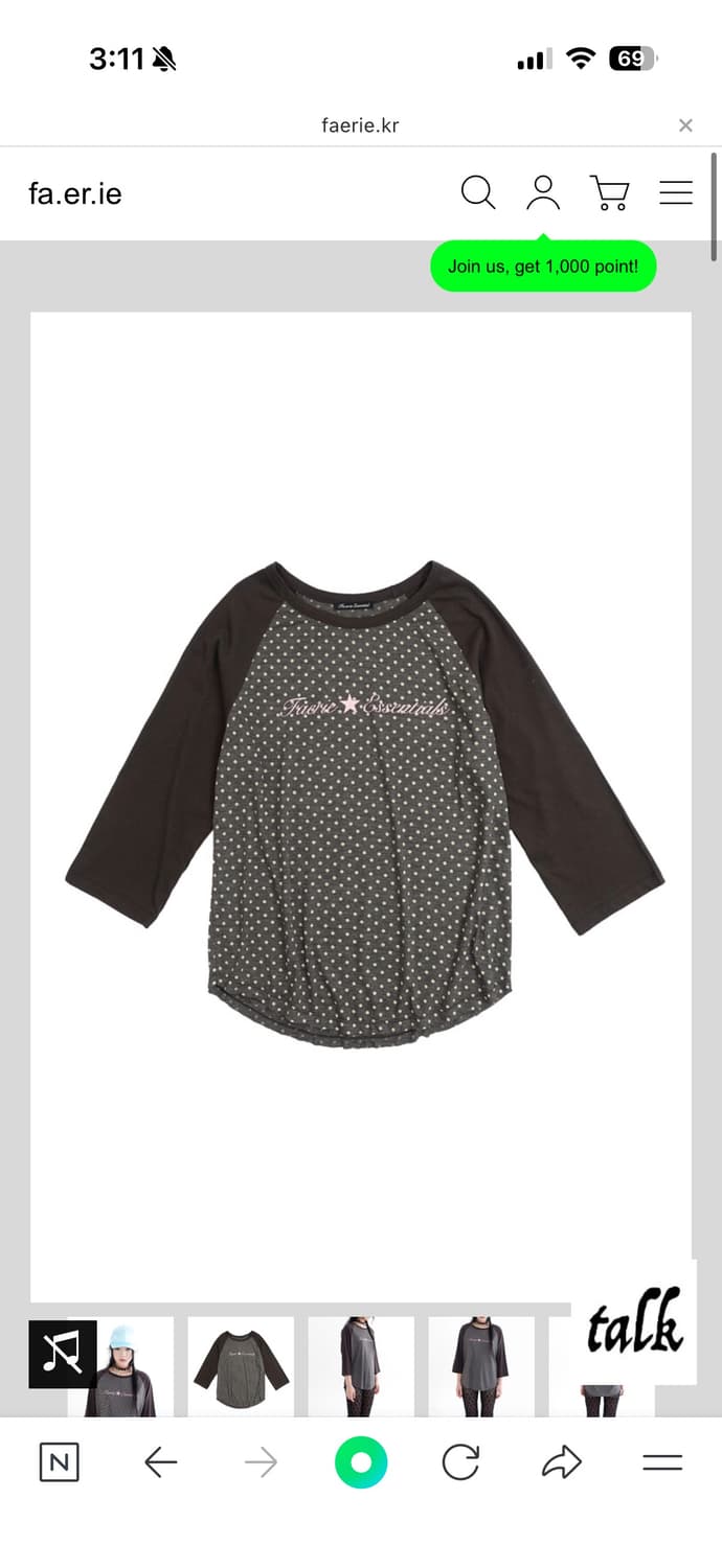 샵페어리 dot raglan sleeve top (charcoal)  상품이미지1