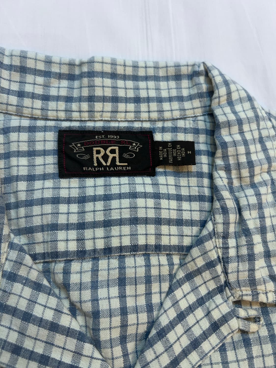 RRL 인디고 체크 린넨 캠프 셔츠 M 상품이미지2