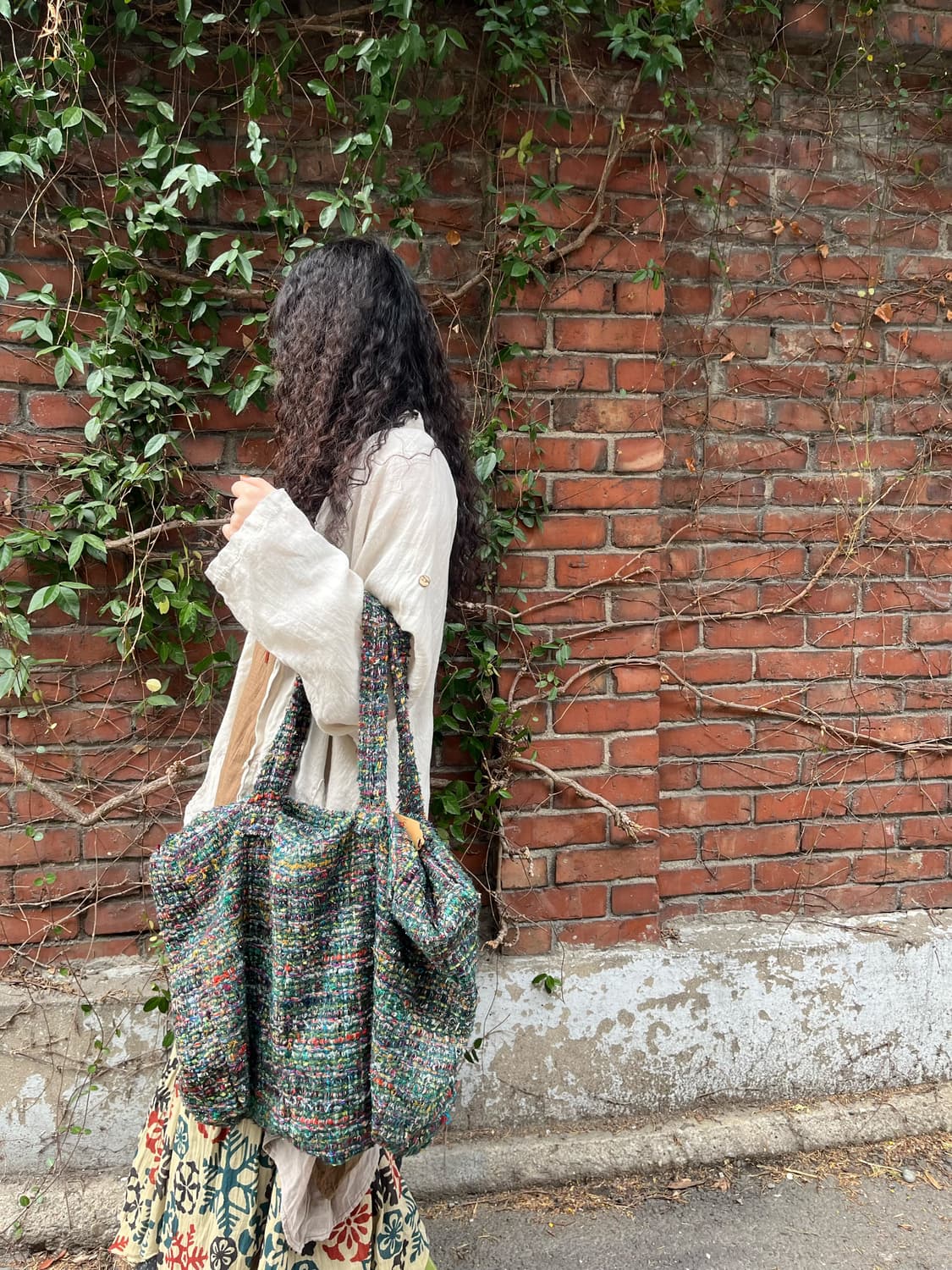 히피 에스닉 뜨개질 토트백 상품이미지1