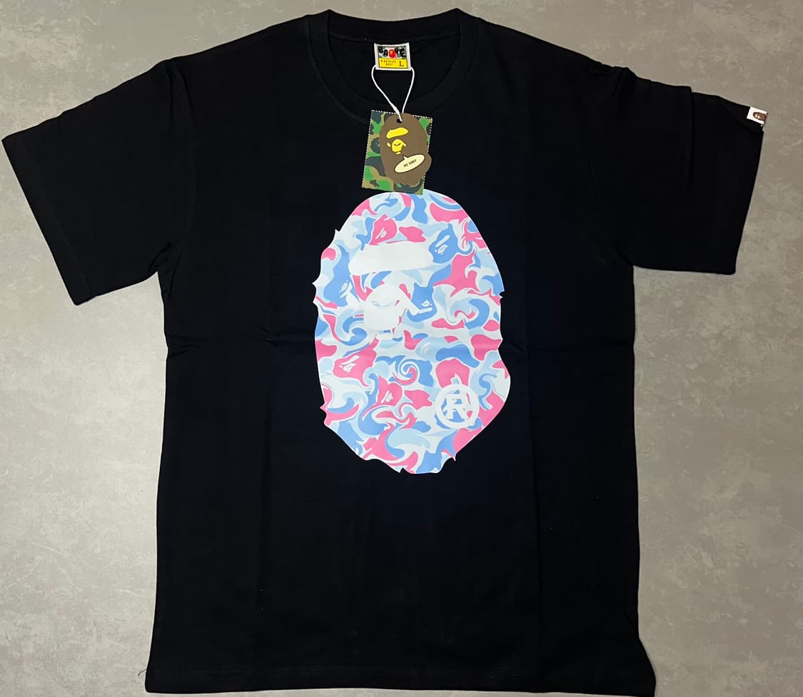 베이프 ABC 카모 빅 에이프 헤드 티셔츠 블랙 상품이미지1