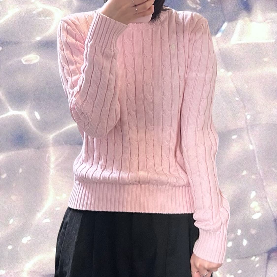 폴로 랄프로렌 신형 꽈배기 니트 베이비 핑크 S   상품이미지3