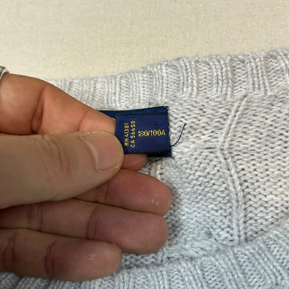 L) 폴로 랄프로렌 코튼 케이블 꽈배기 라운드넥 니트 상품이미지8