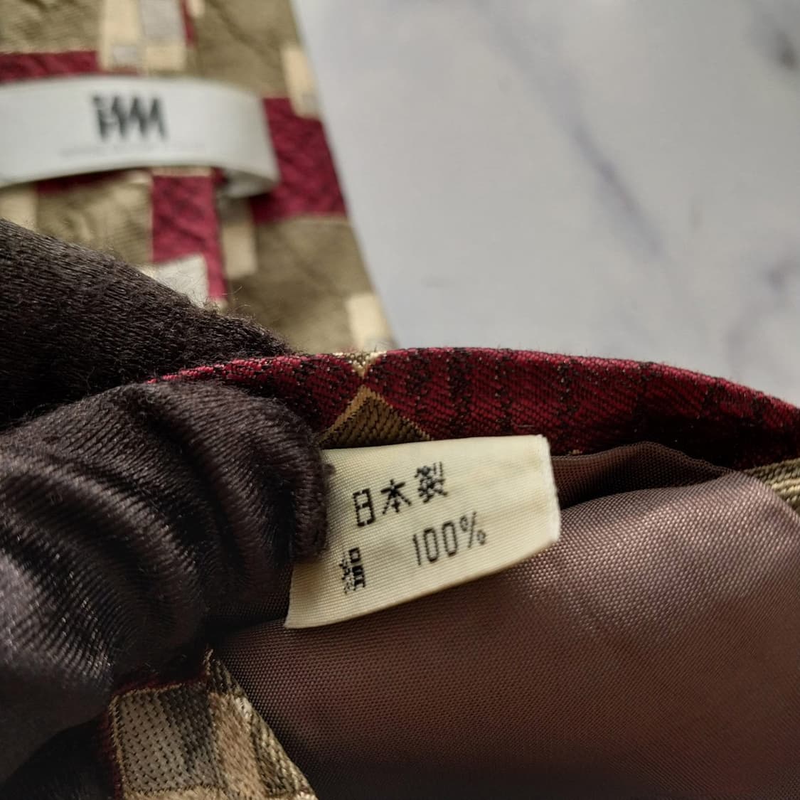 이세이 미야케 실크 브라운 기하 넥타이 9.1cm A+~A등급 K1911 상품이미지10