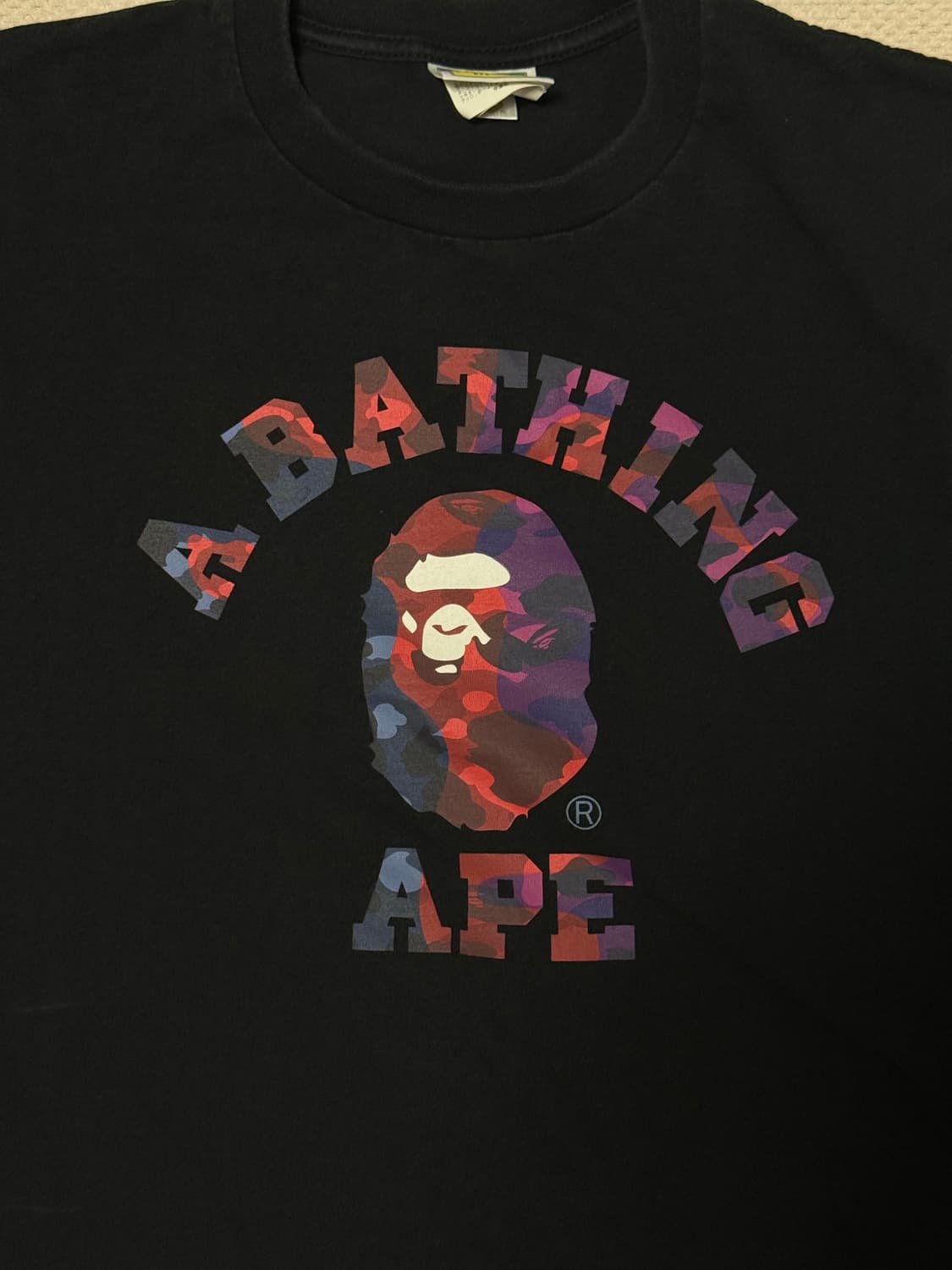 베이프 ABC 컬리지 티셔츠 블랙 S 상품이미지1