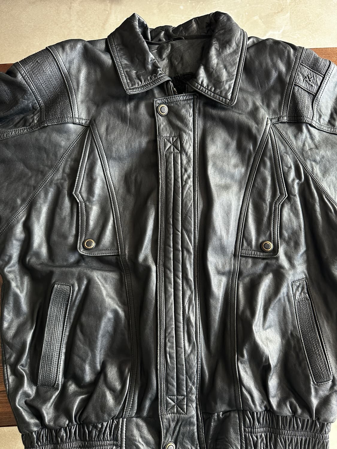 90s 클래식 아웃도어 레더 자켓 상품이미지3