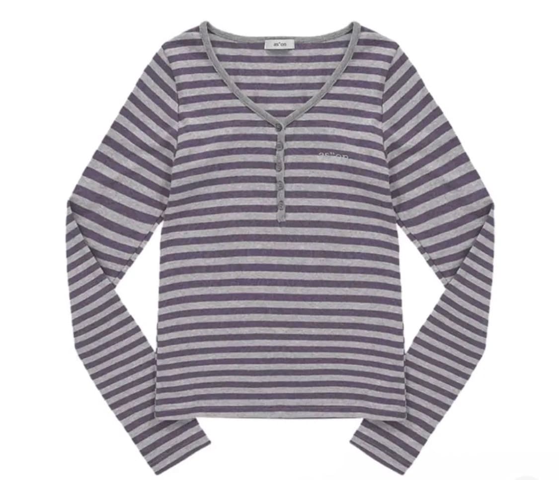 애즈온 엘렌 스트라이프 티셔츠 퍼플 상품이미지1