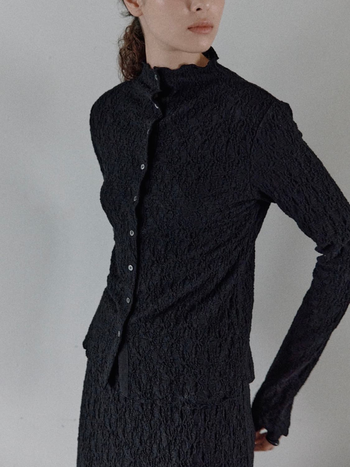 Elloge 엘로주 Carrie Mock Neck Cardigan 상품이미지2