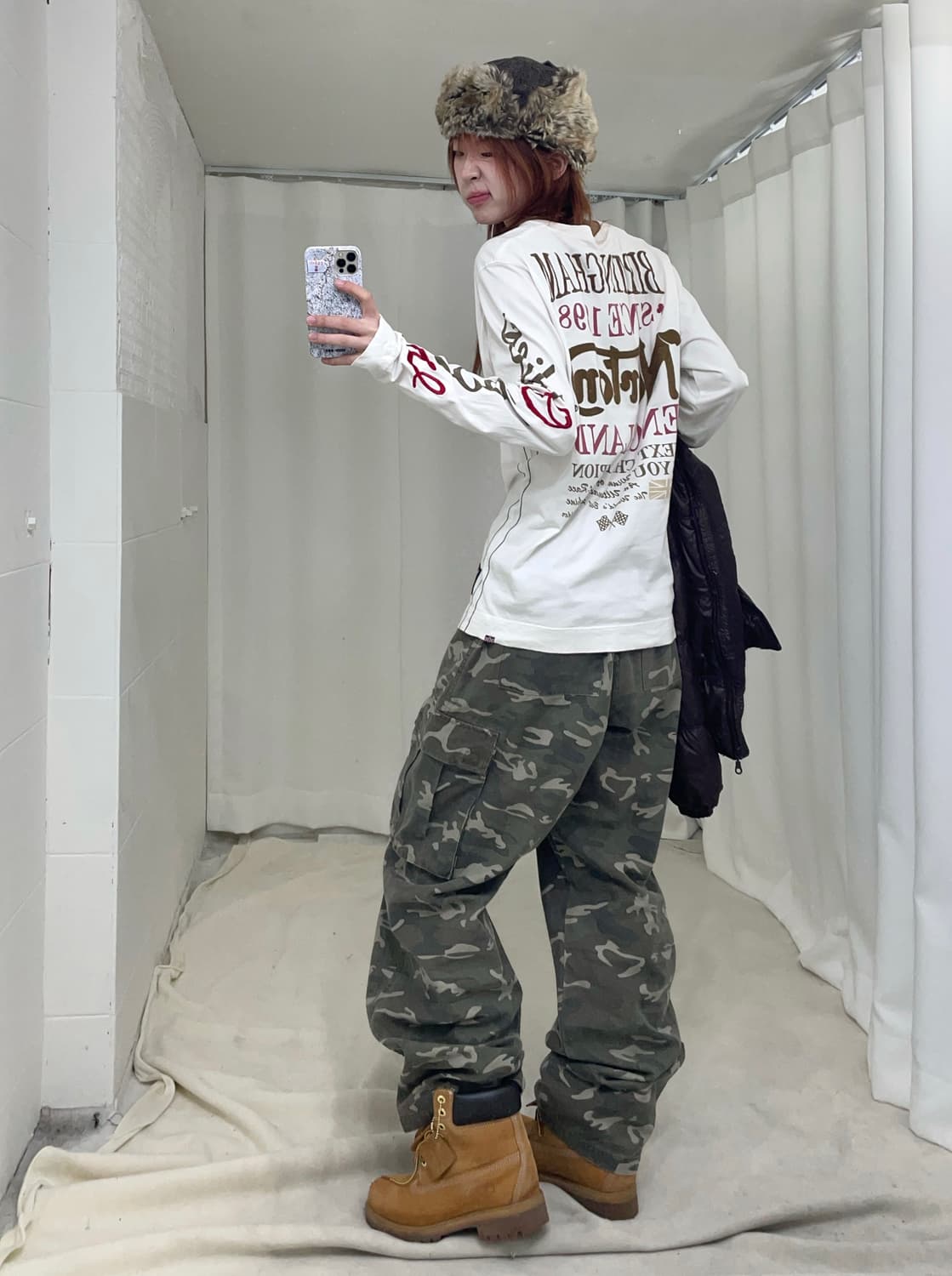 빈티지 노턴 브라운 카모 캐주얼 스트릿 코디 세트 상품이미지3