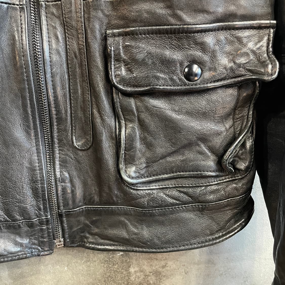 워시드 레더 자켓 상품이미지5