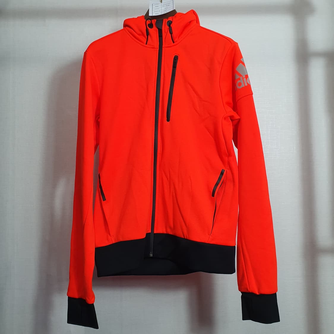 아디다스 네온 형광 오렌지 후드 집업 95사이즈 여성용 상품이미지1