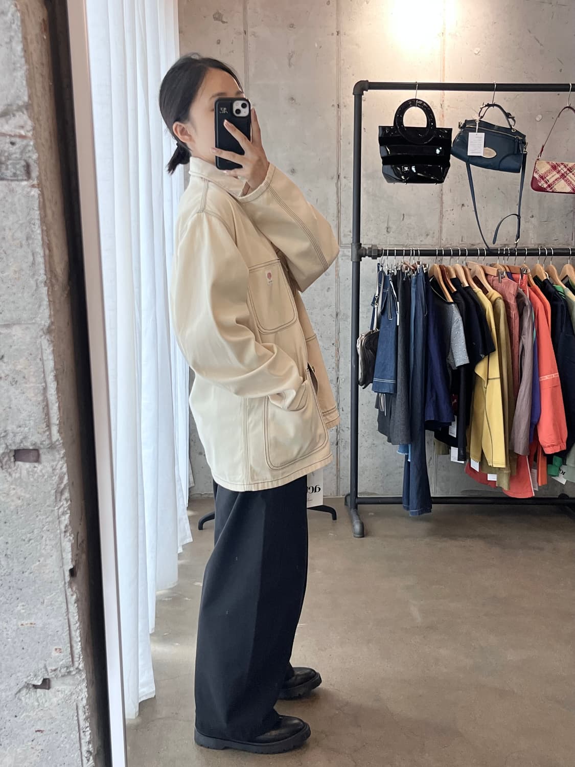 단톤 블랙 스티치 코튼 자켓 크림 상품이미지2