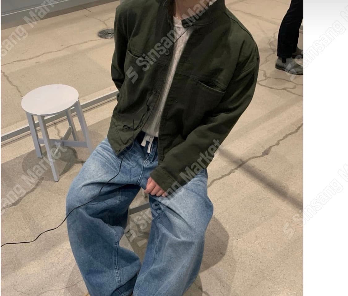 [새상품] 오버핏 카키 차이나카라 청자켓 상품이미지1