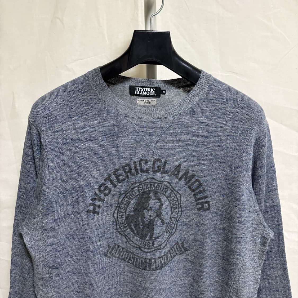 히스테릭글래머 린넨 그래픽 니트 스웻셔츠 / 블루그레이, M 상품이미지2