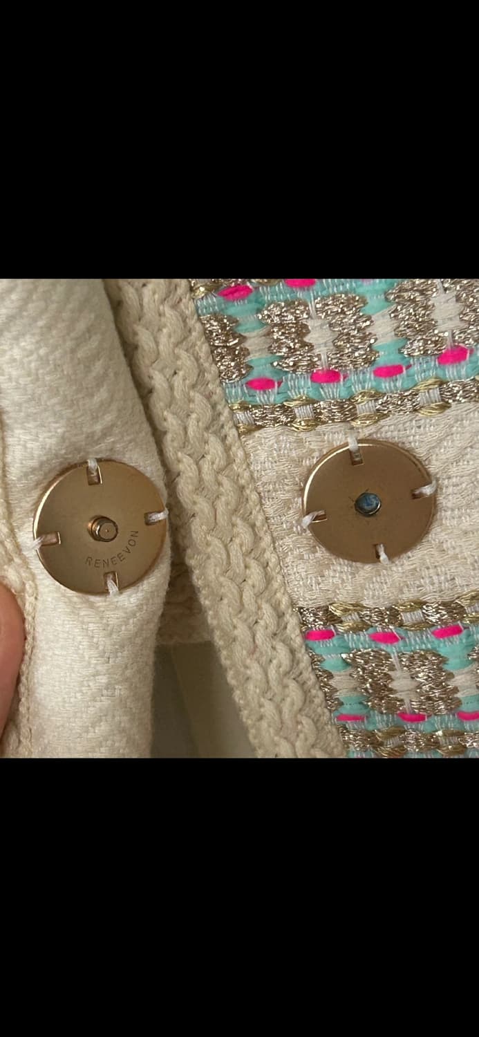 RENEEVON 레니본 쁘레쥬 고급 고가 민트 아이보리 트위드 7부 자켓 상품이미지5