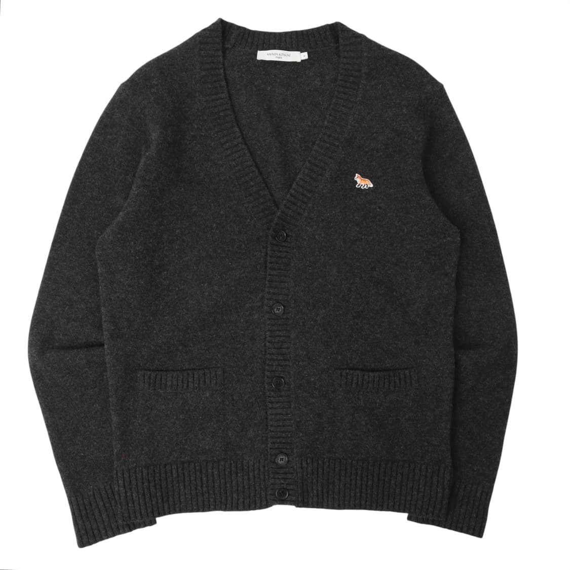 메종키츠네 챠콜 폭스패치 울 가디건 상품이미지1