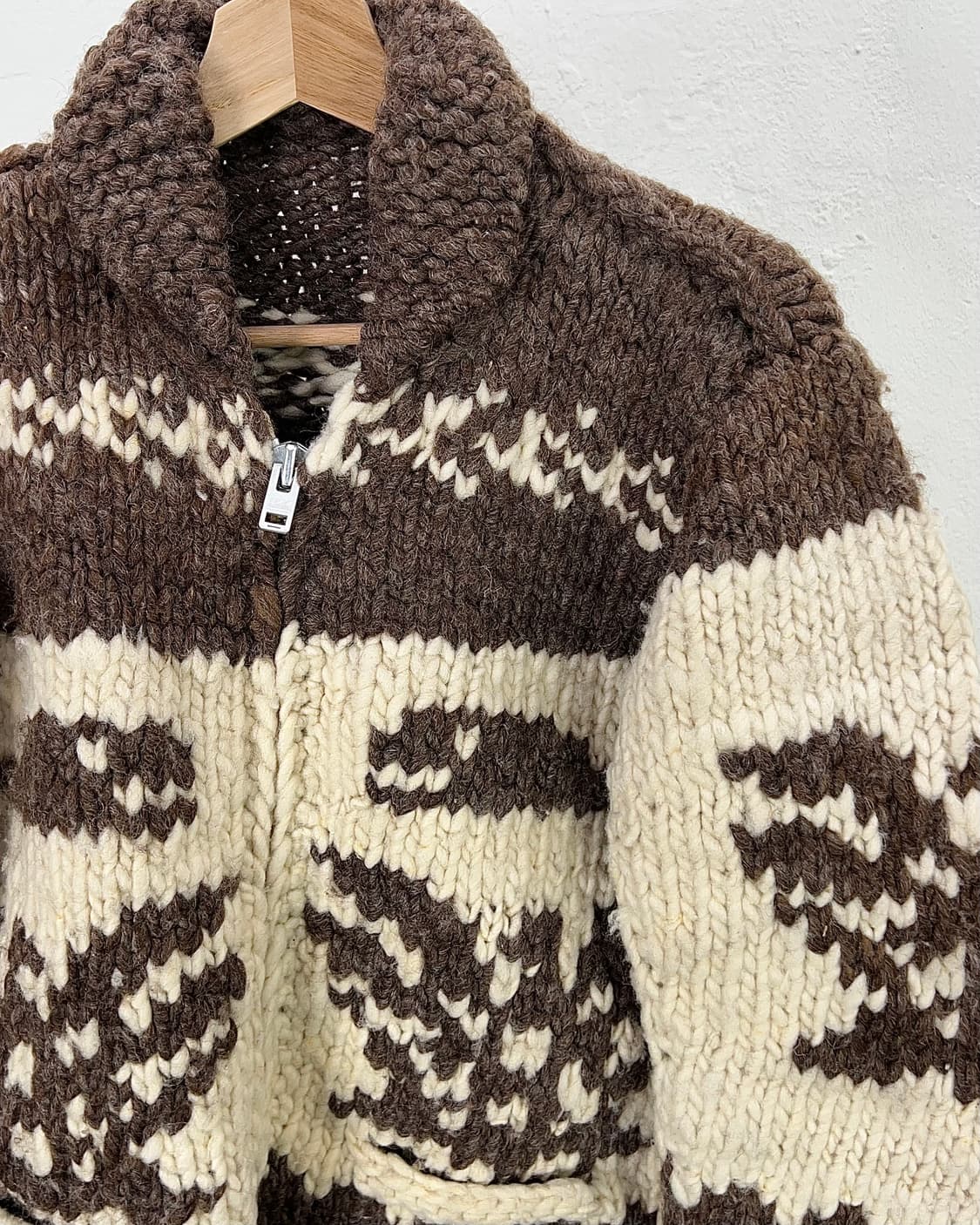 카우찬 조르딕 캐나다 울 헤비 숄 카라 코위찬 니트 자켓 상품이미지3