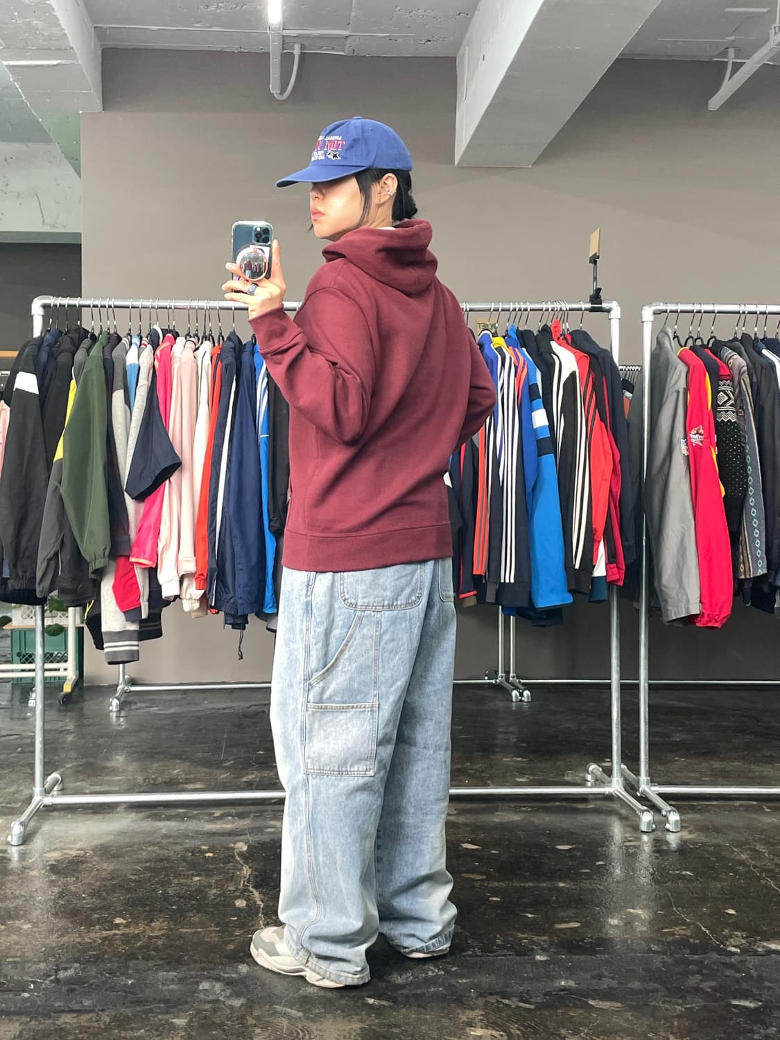 챔피온 버건디 후드 집업 자켓(기모) 상품이미지6