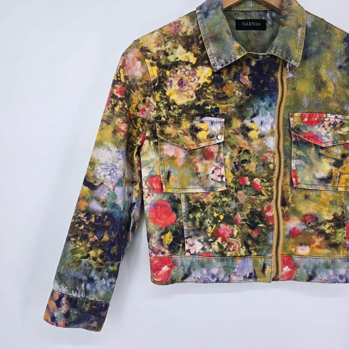 발렌시아 아트 플라워 패턴 크롭 면 자켓 상품이미지10