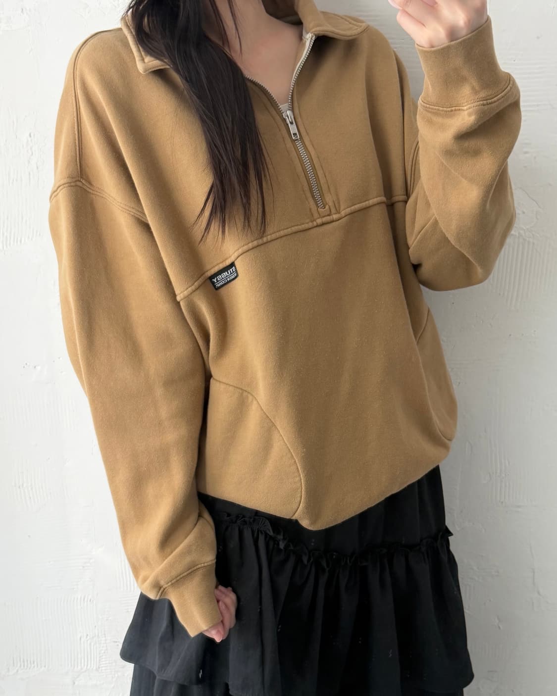 Stussy 스투시 딥베이지 컬러 카라 하프집업 맨투맨 상품이미지1