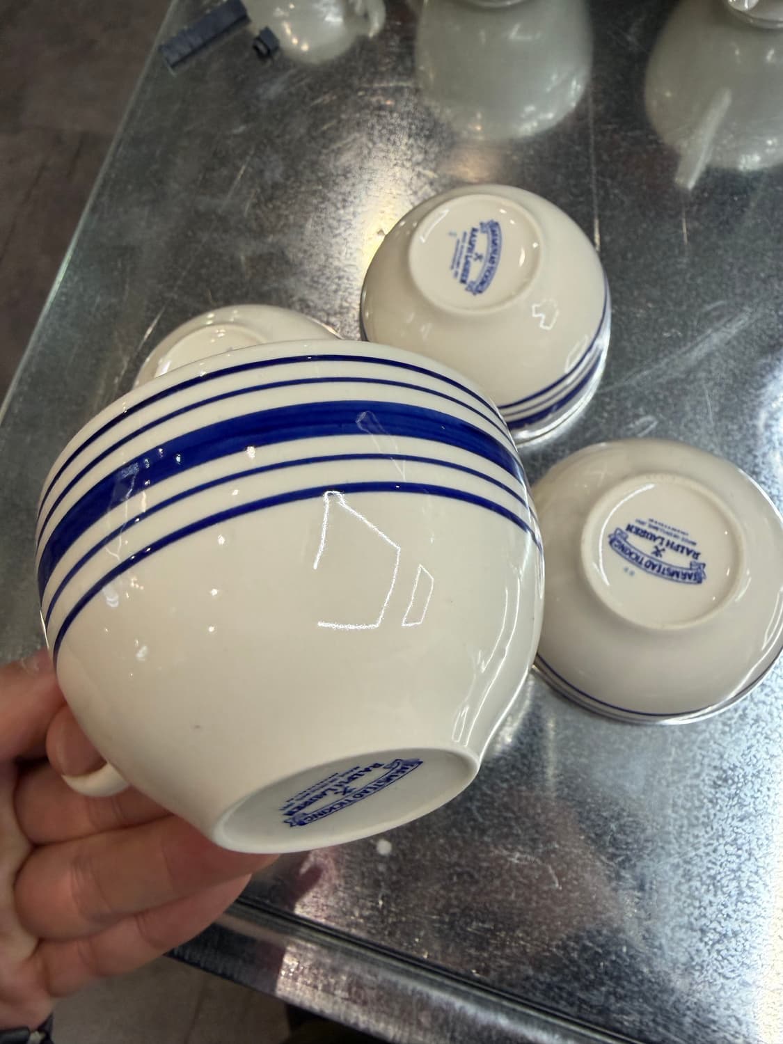 폴로 랄프로렌 영국제 스트라이프 머그컵 1991 상품이미지4