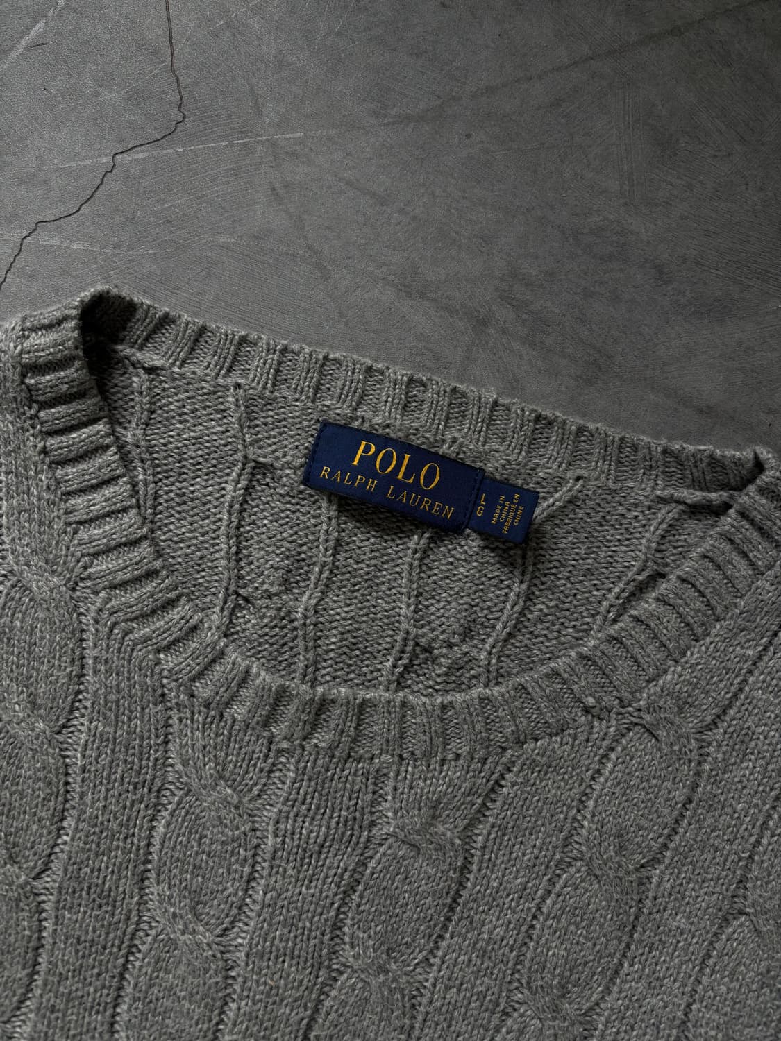 Polo 폴로 랄프로렌 그레이 컬러 케이블 라운드 니트 상품이미지3
