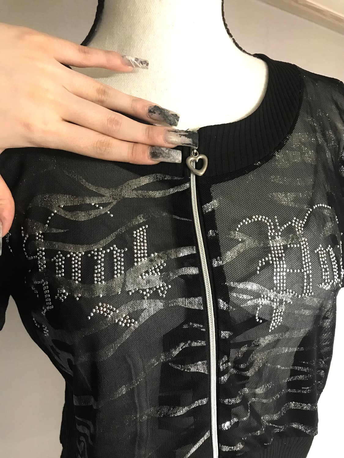 Mesh Cubic Crop Zip-up 상품이미지3