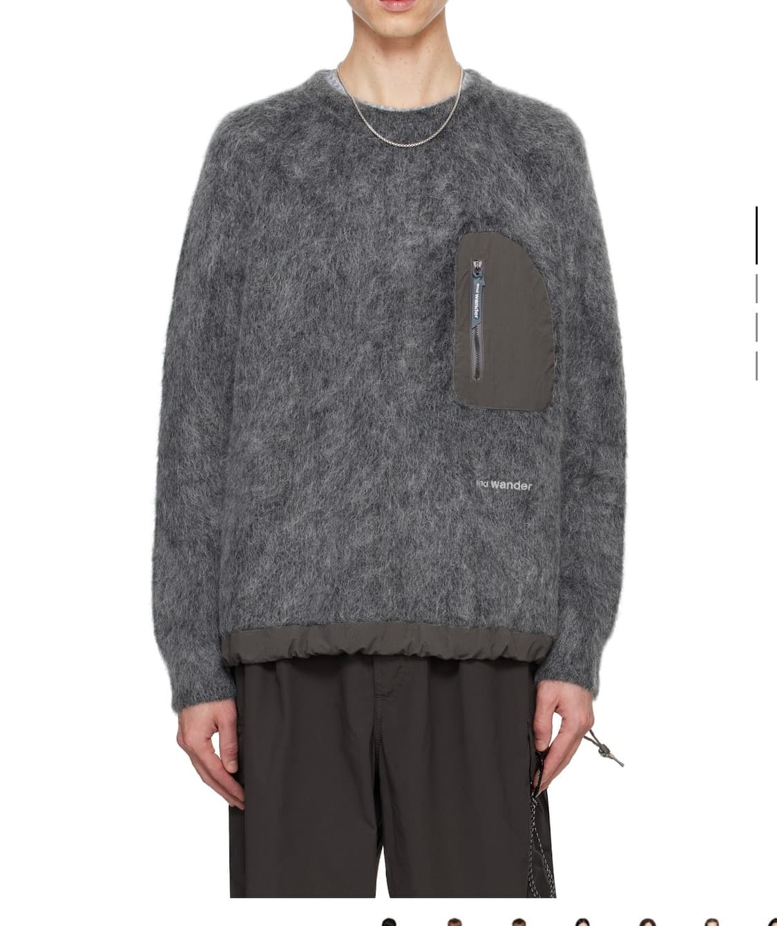 AND WANDER Grey Mohair Wool Sweater 상품이미지3