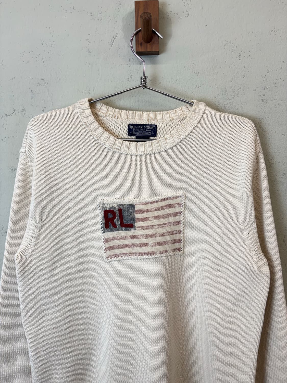 폴로랄프로렌 폴로진스 빈티지 성조기 코튼 니트 아이보리 상품이미지4