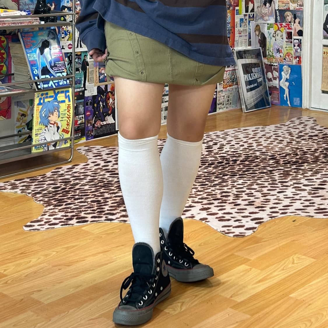 빈티지 카키 아일렛 스커트 상품이미지3