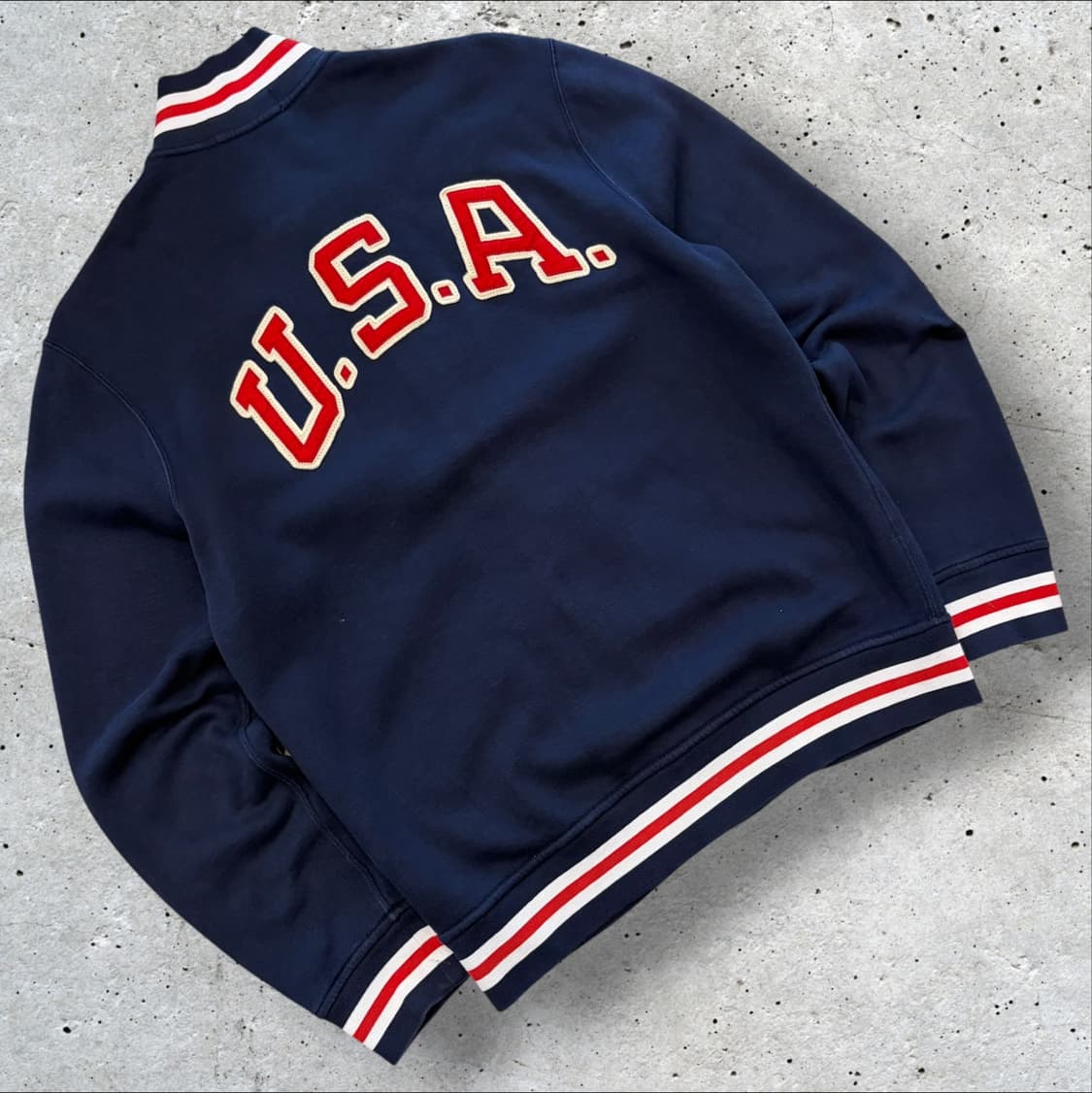 [S] 폴로 실드 USA 자수 베이스볼 코튼 자켓 네이비 E252 상품이미지2