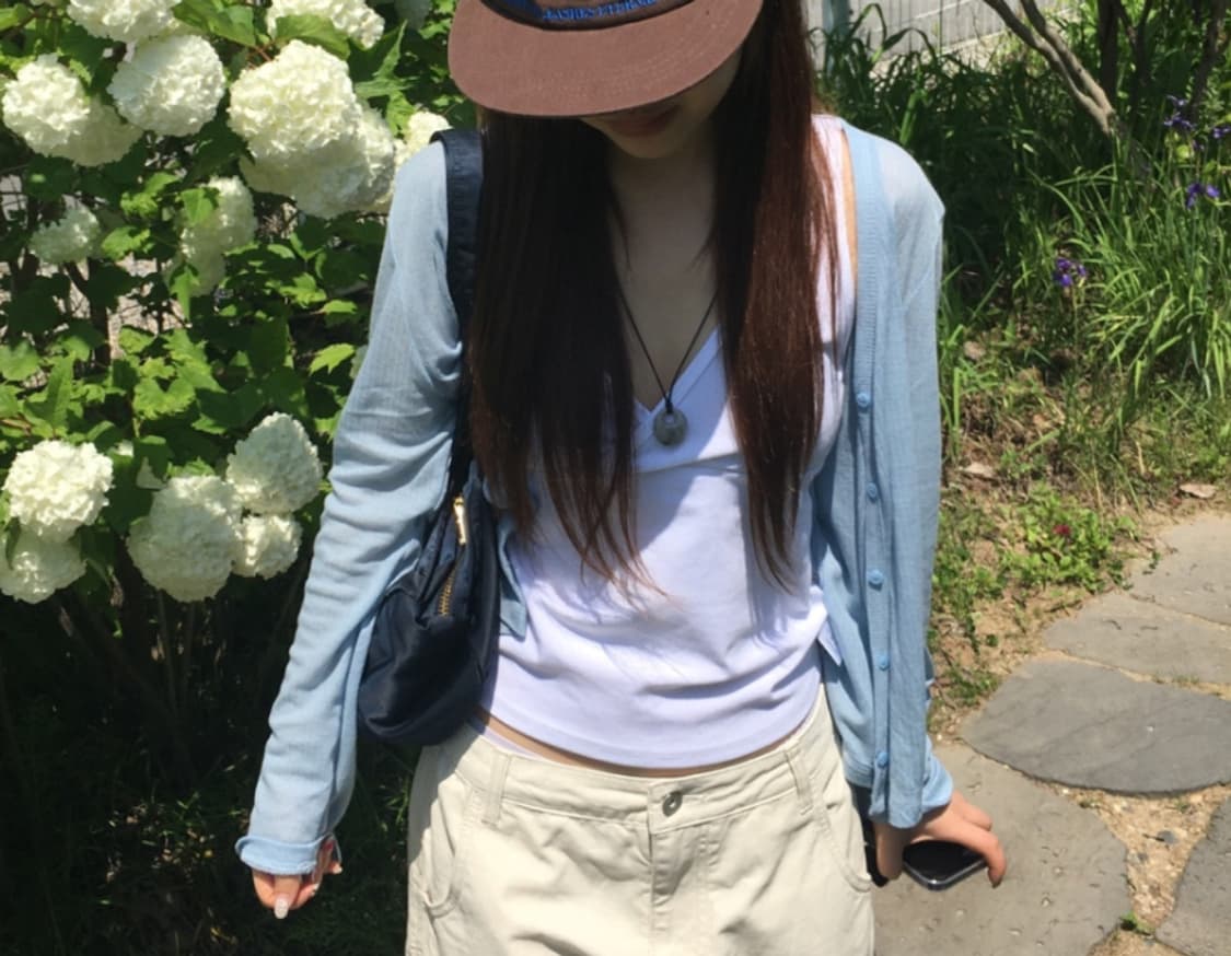 아워캐비넷 가디건+나시 세트 (캄 슬림 가디건, 모우 브이넥 슬리브리스) 상품이미지2