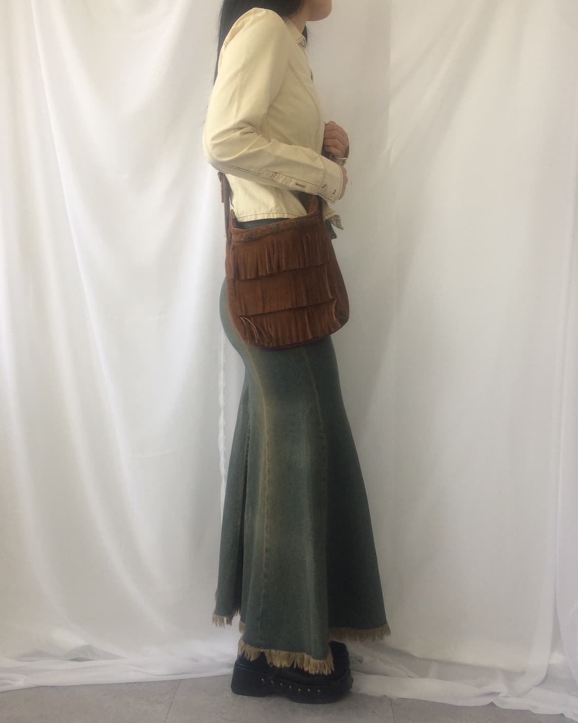 Fringe washing long skirt 상품이미지7