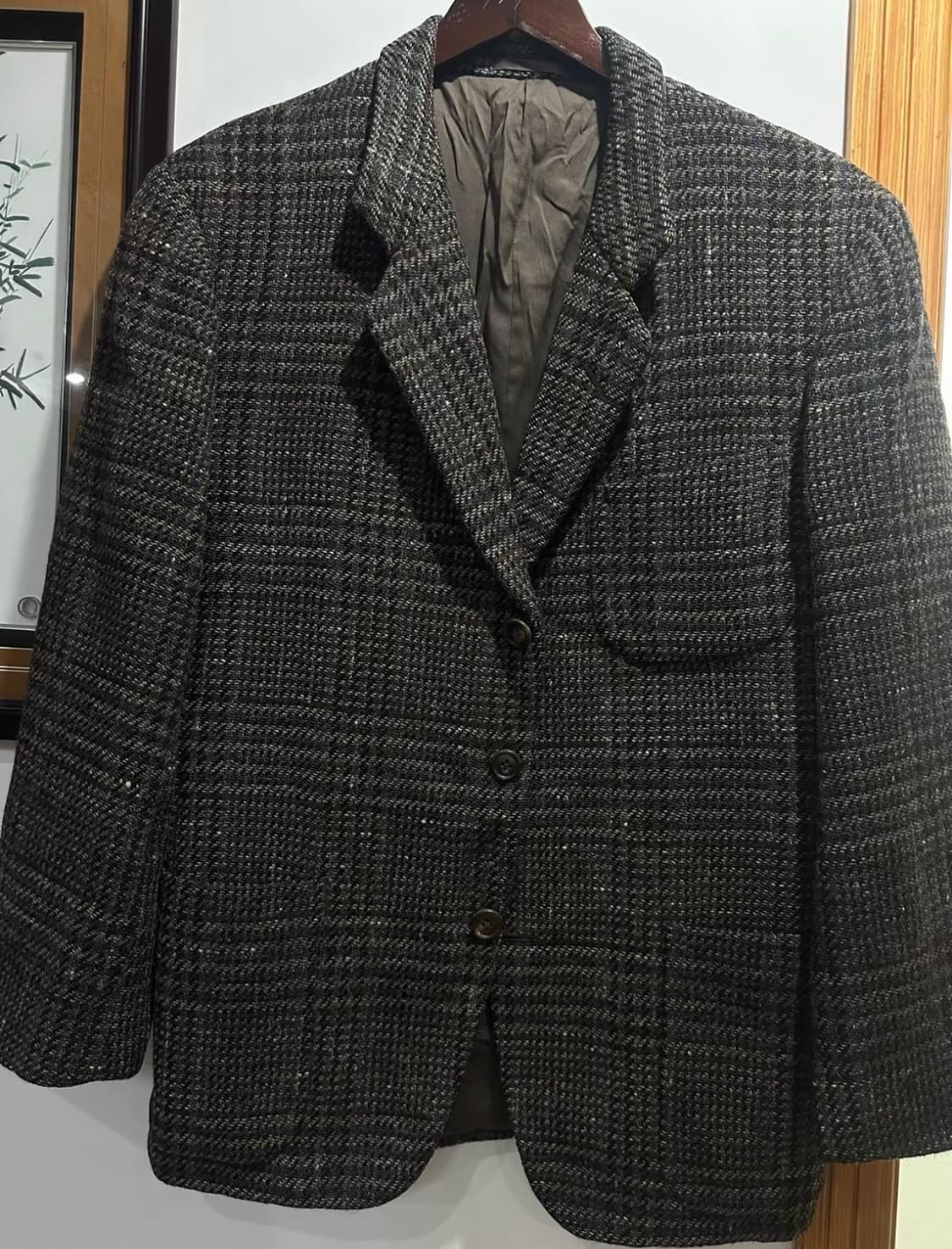 Burberrys 순양모 싱글 트위드 체크 자켓 상품이미지1