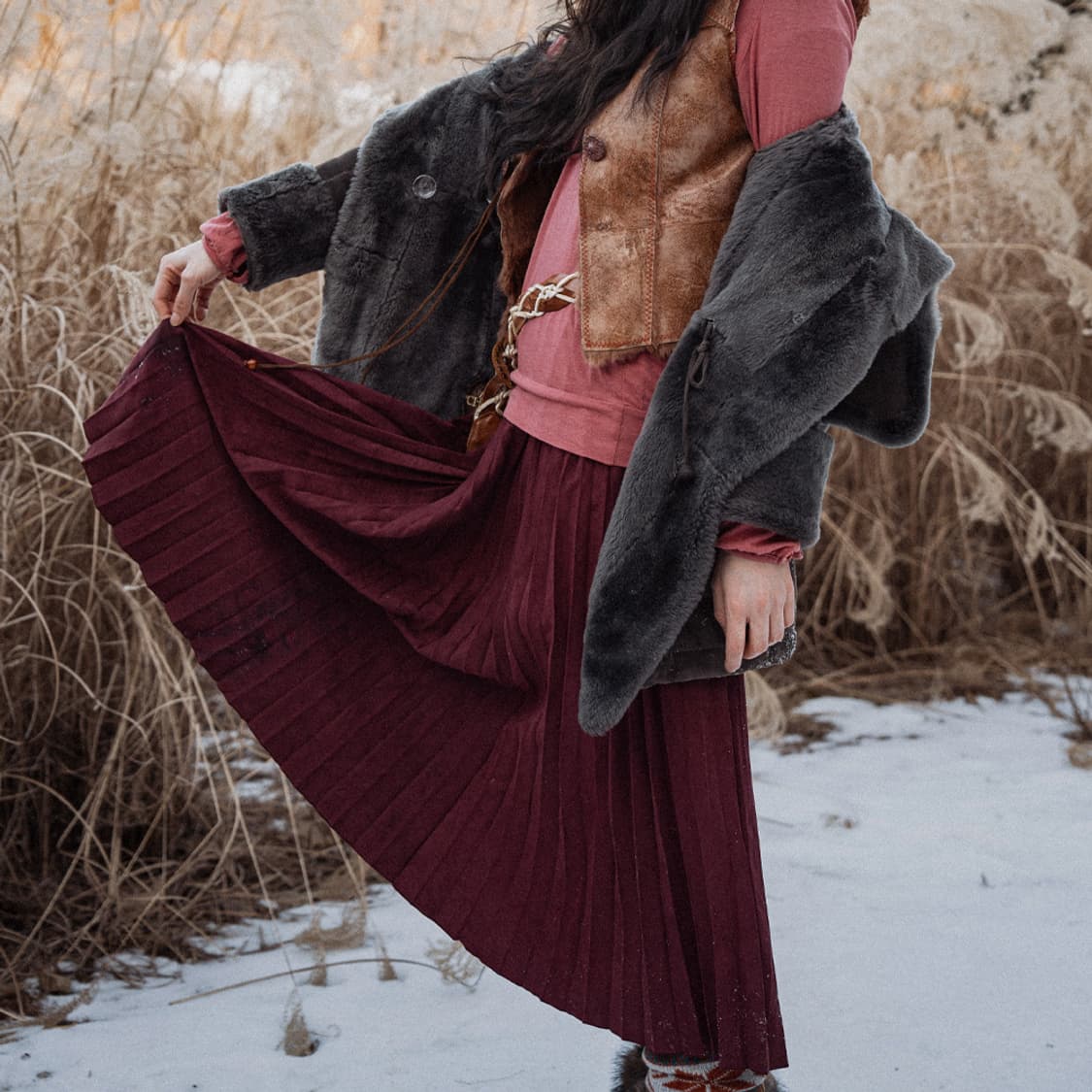 보르도 초원 바람 스커트 상품이미지1