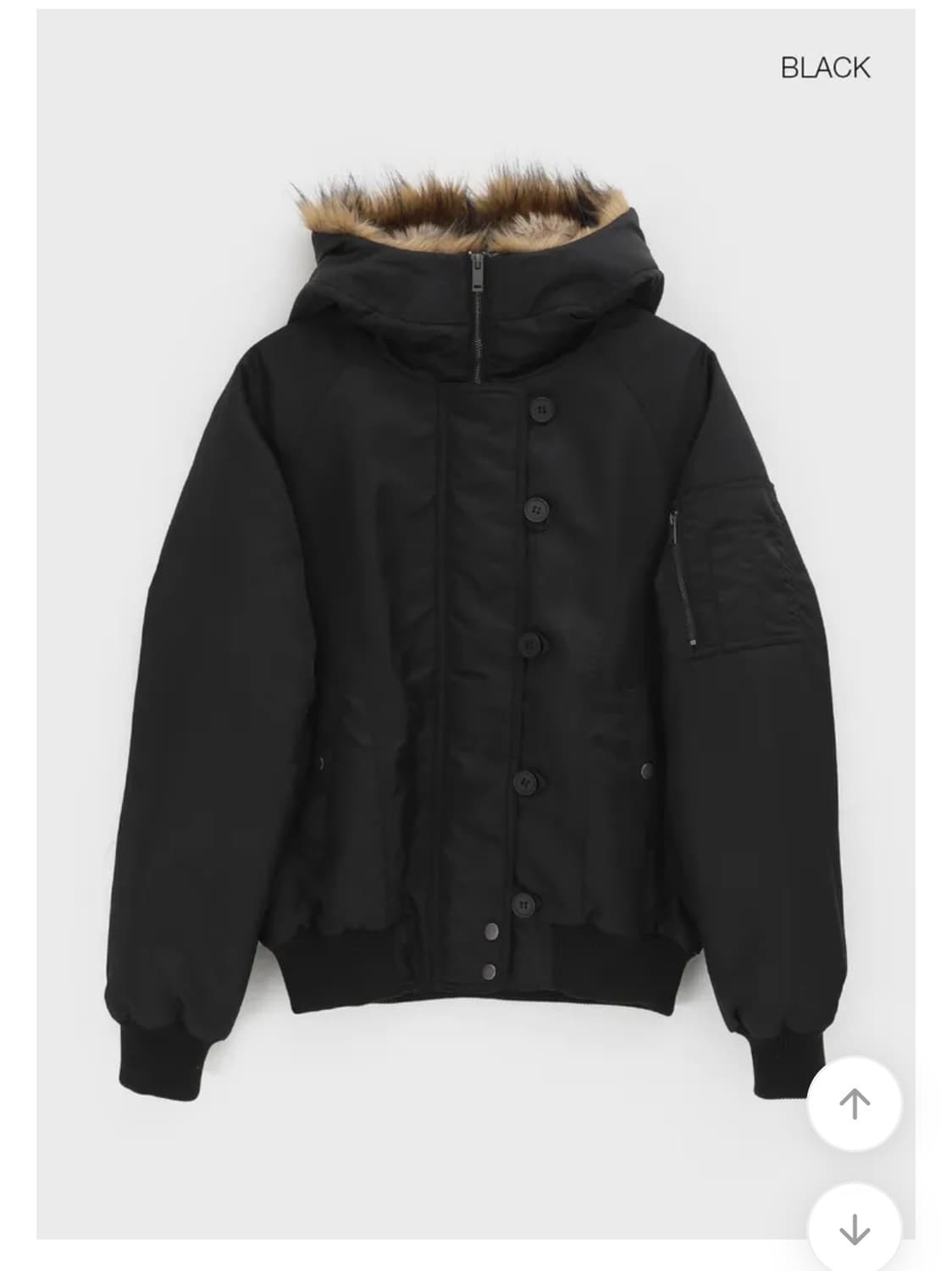 (블랙) 블랙업 누닐 퍼트리밍 후드 점퍼 블랙 글로시 아우터 블루종  상품이미지2