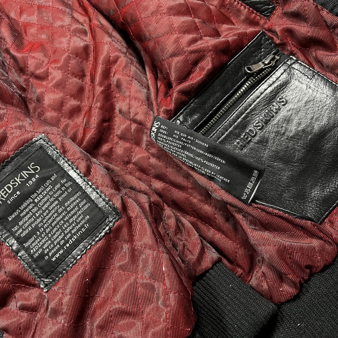 90's Redskins 레드스킨 카우레더 블랙 자켓 상품이미지6
