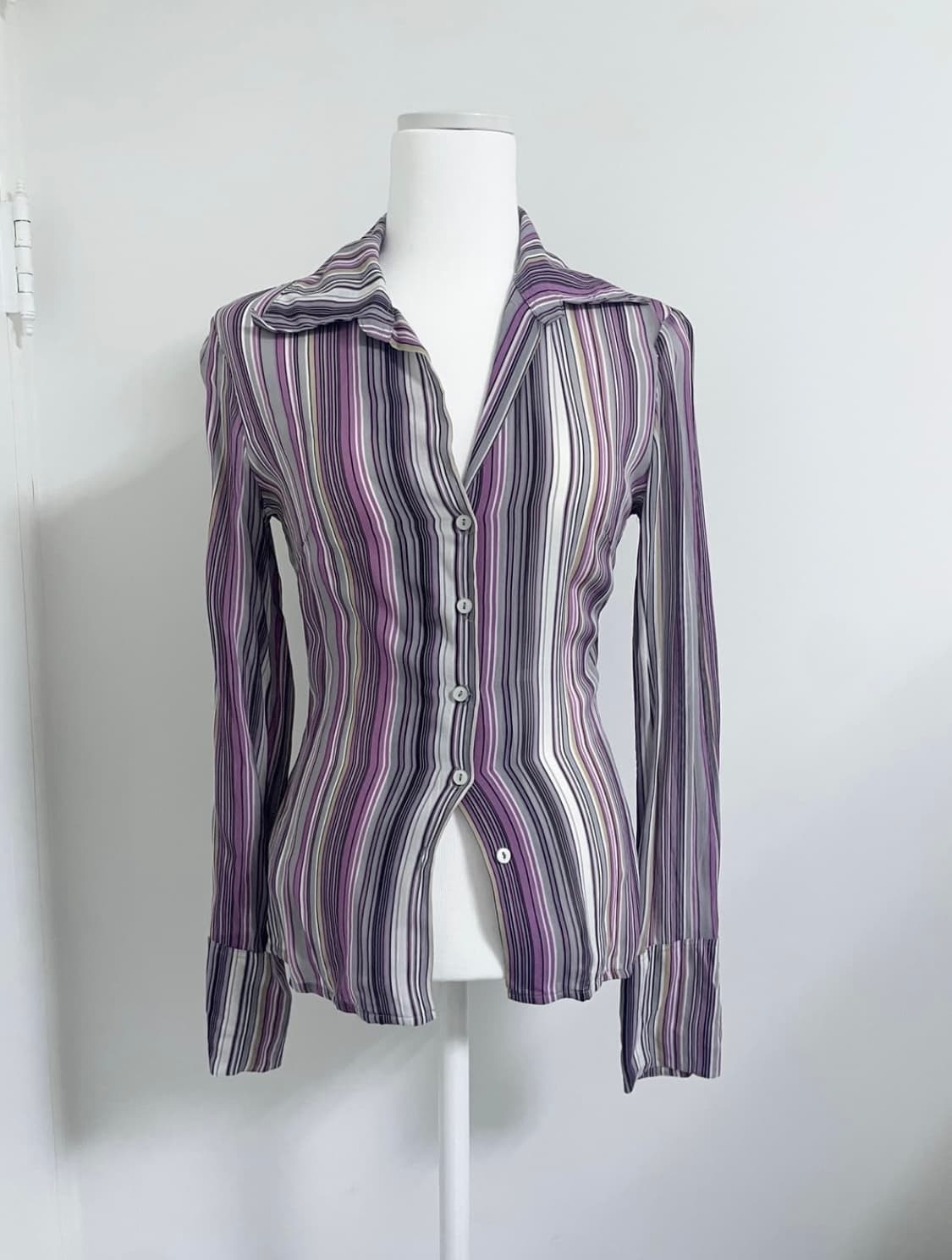 스트라이프 셔츠 퍼플 상품이미지1