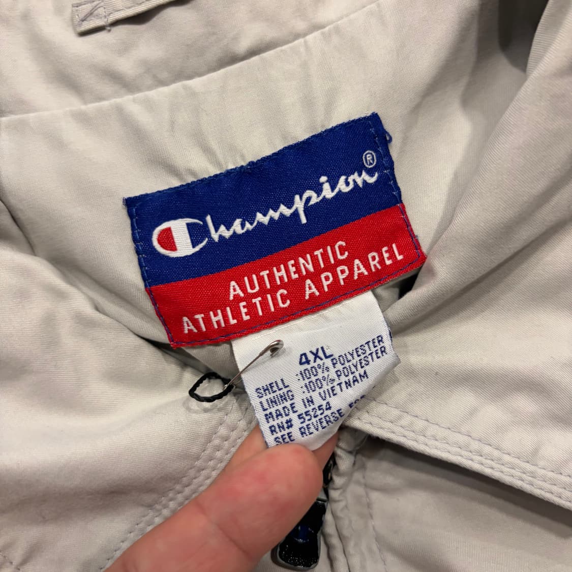 [4XL] 챔피온 빅사이즈 베이지 폴리 바람막이 자켓 D717 상품이미지5