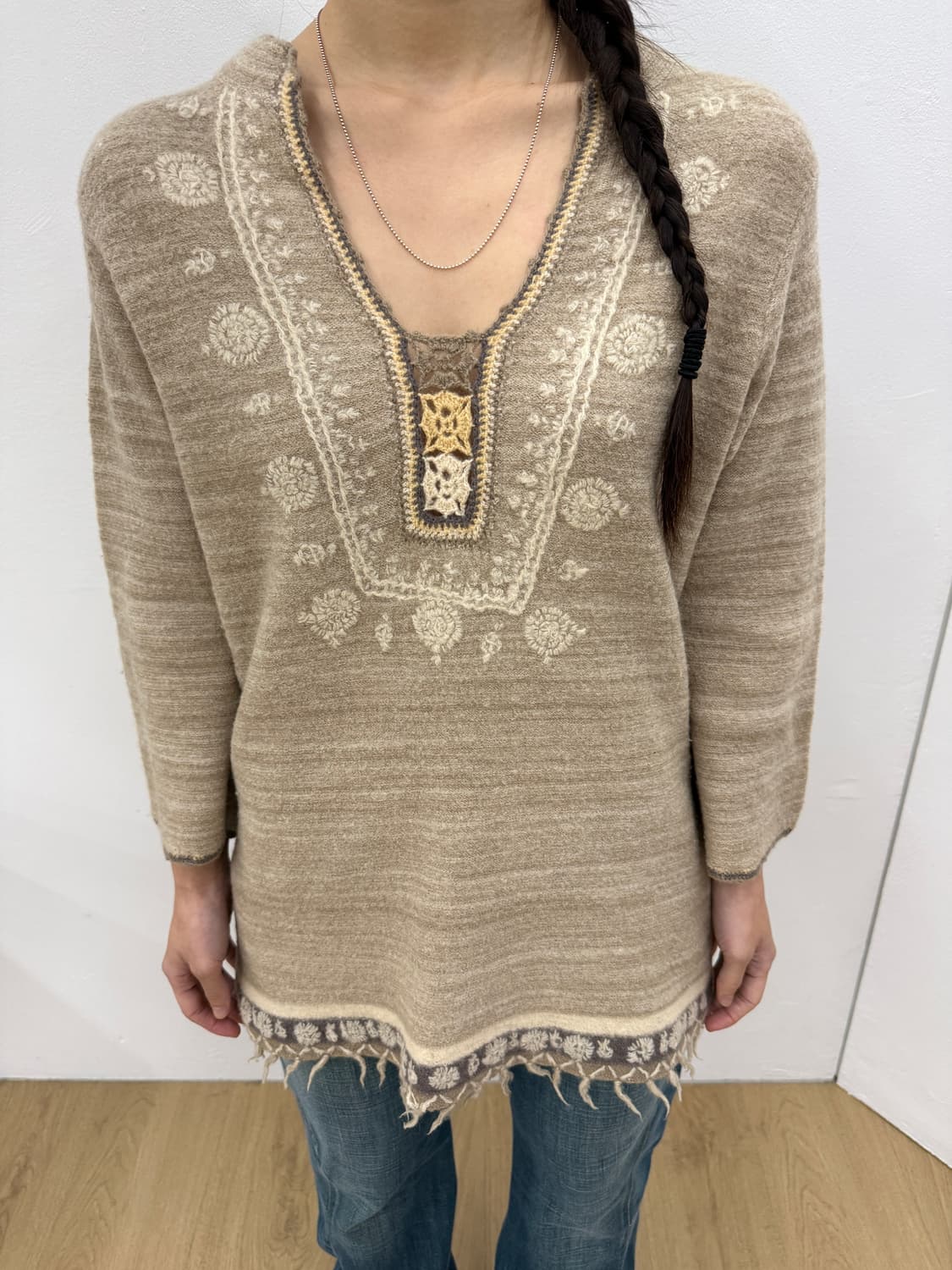 oil tycoon ethnic warm knit top 상품이미지1
