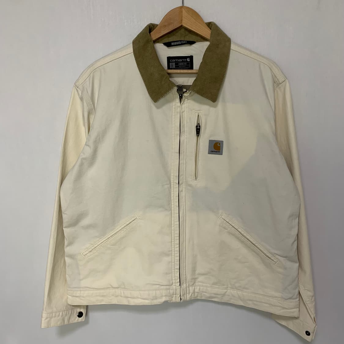 칼하트 빈티지 카라 배색 아이보리 코듀로이 자켓 L 상품이미지2