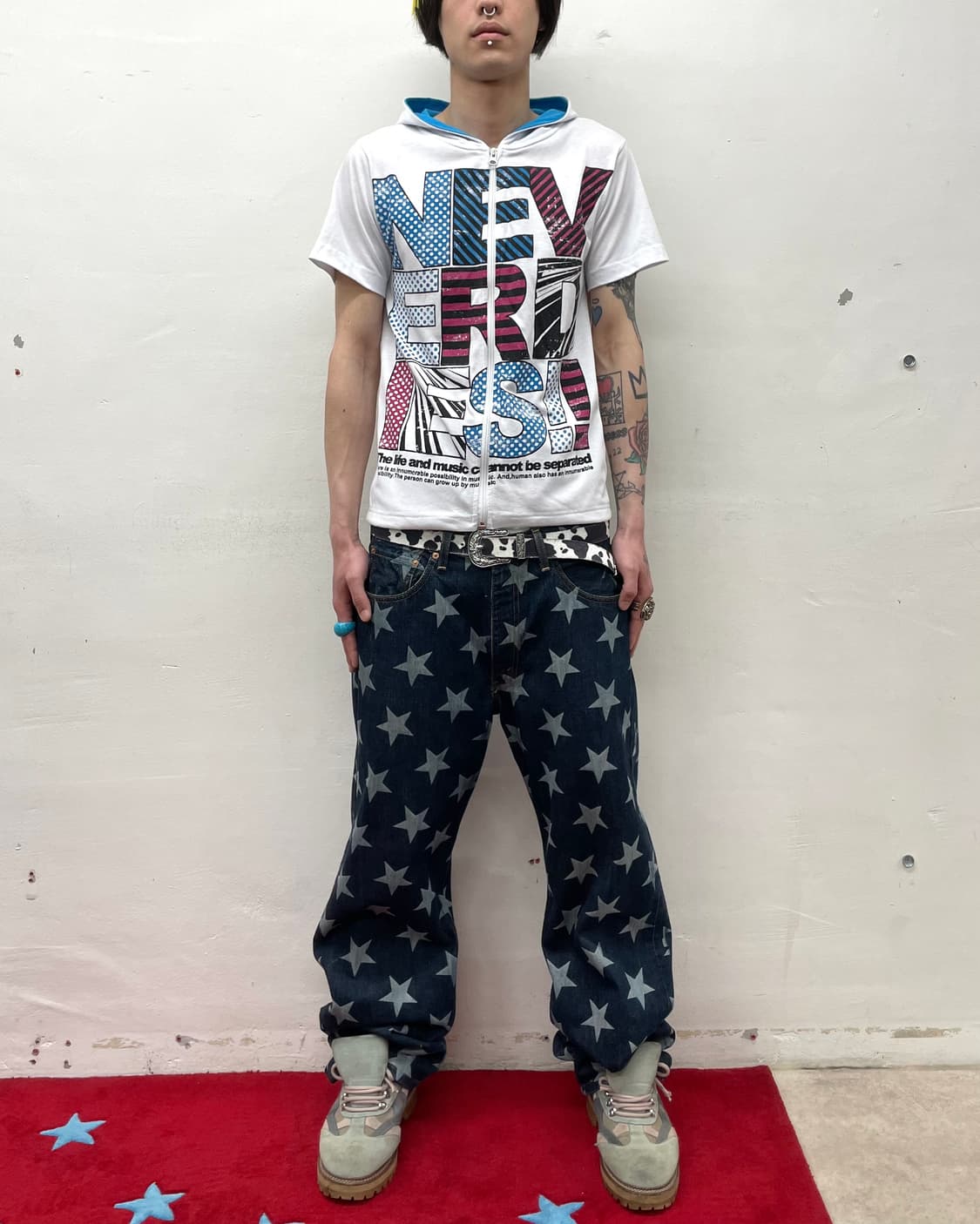 Big Lettering Multi-Pattern Hoodie T 상품이미지3