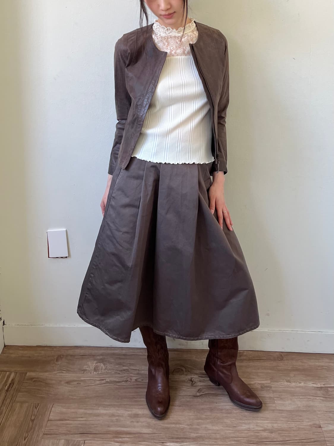 7-ID concept 초코브라운 레더자켓 상품이미지7