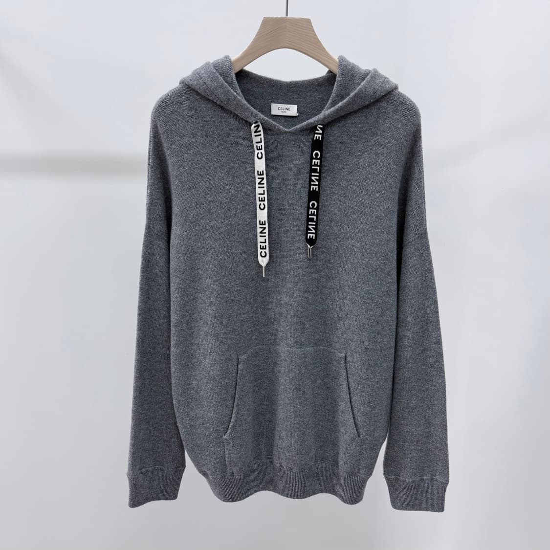 [S+급/M] 셀린느 캐시미어 스트링 로고 후드티 그레이 상품이미지1
