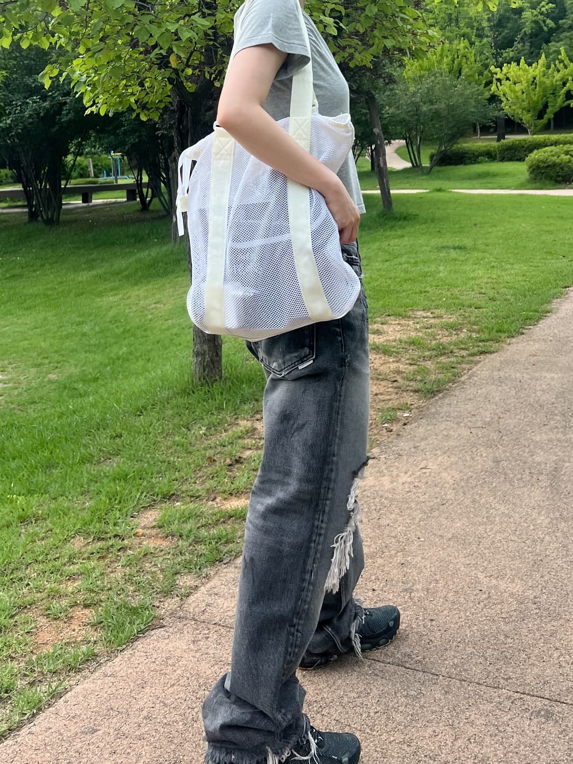 PORTER - MESH SHOULDER TOTE BAG (White) 상품이미지2