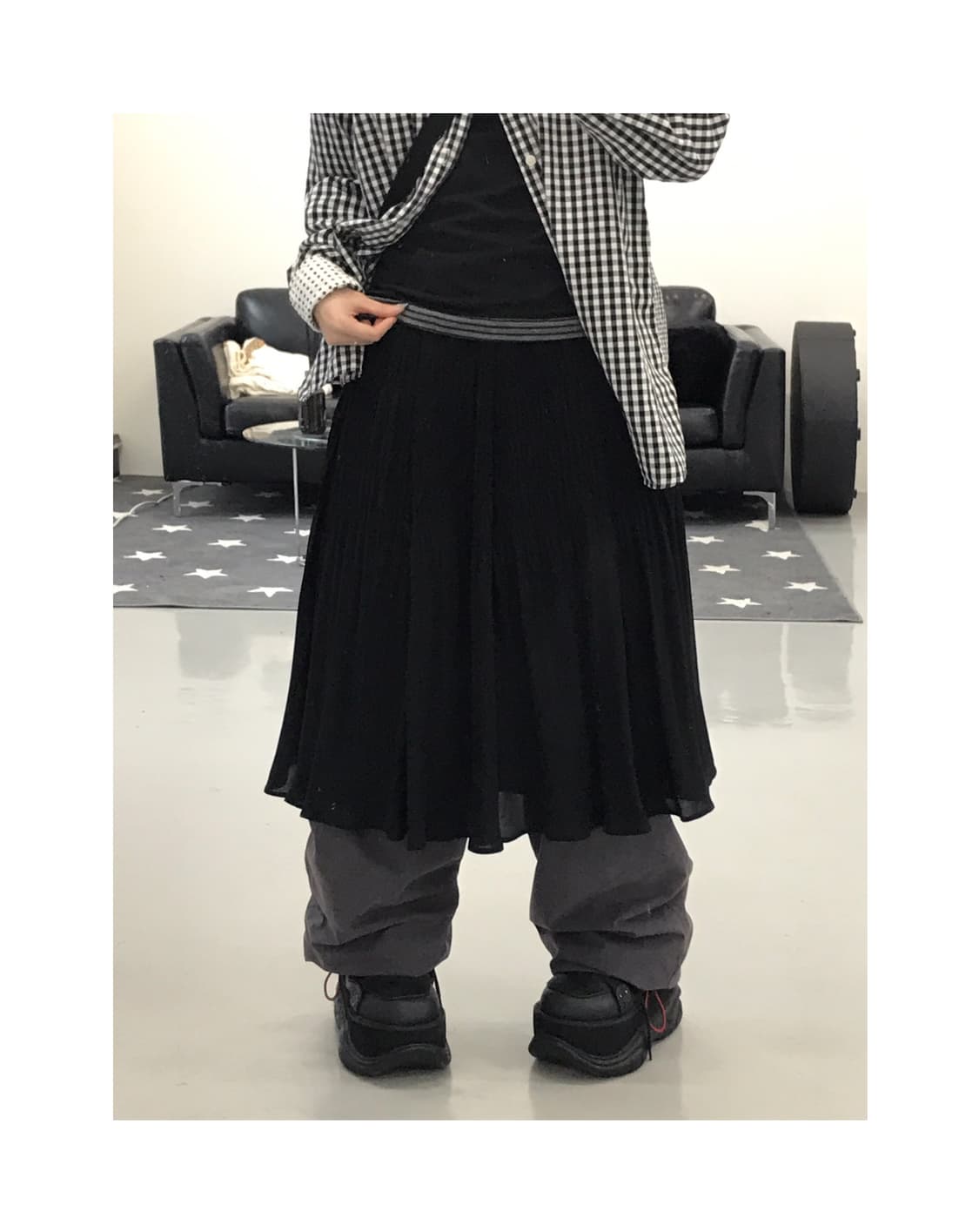 Jpn Black Poly Midi Skirts 상품이미지1