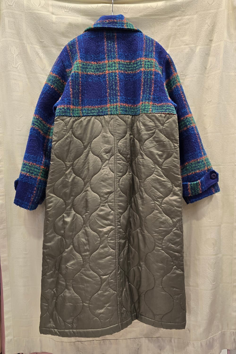 헬더 HELDER 체크 믹스 퀼팅 떡볶이 더블 롱 코트 프리사이즈 상품이미지6